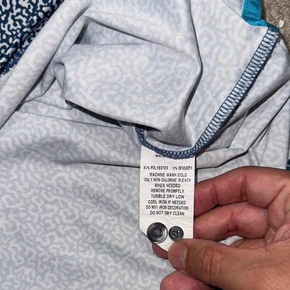 Greyson Men XL Navy Coral Dreams Polo Shirt Athletic Golf Tee Teal Trim - Picture 3 of 11